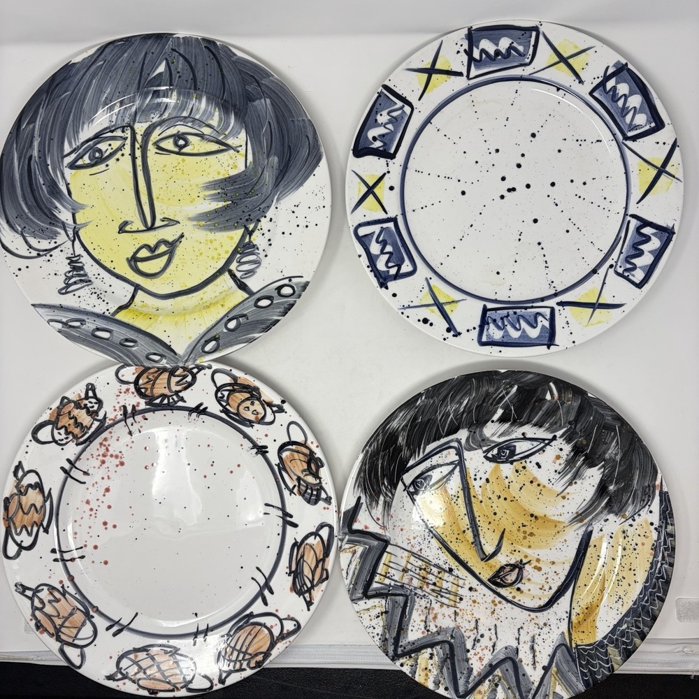 Ifigenija Zagoričnik Simonović Hand Painted Majolica Plates Set Of 4 Slovenia 90